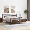 vidaXL Bed Frame Brown Oak Steel, Engineered Wood Super King Bed Frame