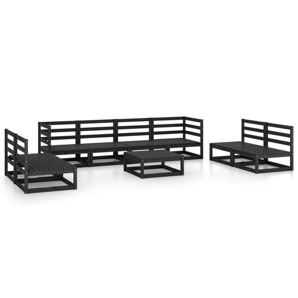 vidaXL Garden Lounge Set Black Solid pinewood Large Modular