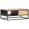 vidaXL Coffee Table Natural wood, Black Rough Mango Wood, Powder-Coated Iron