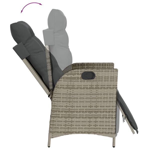 vidaXL Garden Dining Set Grey Poly Rattan Medium Adjustable Footrests