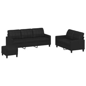 vidaXL Sofa Set Black Faux leather Large Modern Sofa Set Rectangular