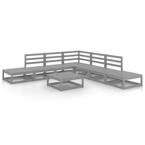 vidaXL Garden Lounge Set Grey Solid pine wood Medium Modular