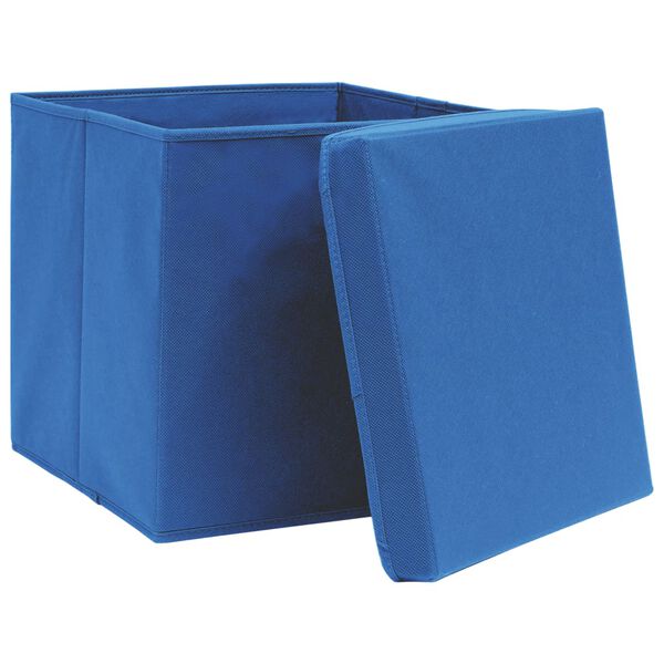 vidaXL Storage Box Set of 4 Blue Non-woven fabric 11.0x11.0x11.0 in