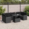 vidaXL Patio Sofa Set Black PE rattan, powder-coated steel Large