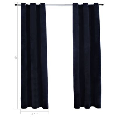 vidaXL Blackout Curtains with Rings 2 pcs Black 37"x84" Velvet