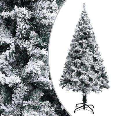 vidaXL Artificial Christmas Tree with LEDs&Flocked Snow Green 59.1"