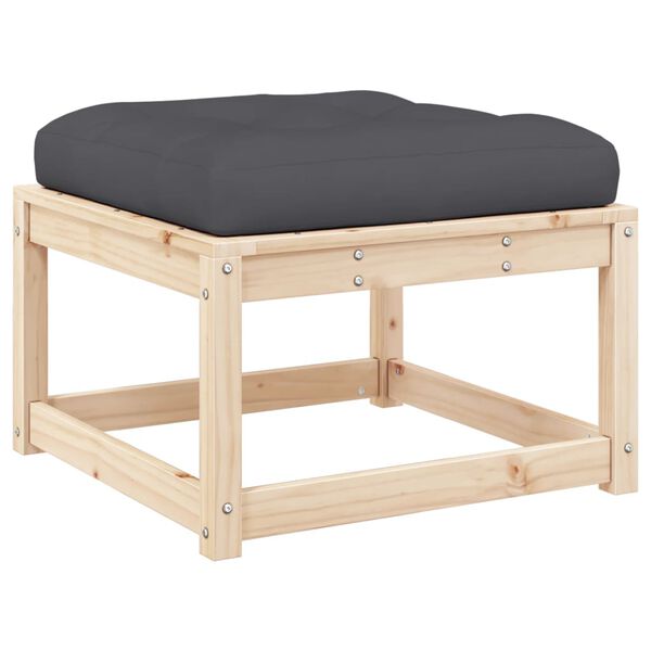vidaXL Garden Footstool Natural wood and anthracite