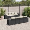 vidaXL Garden Sofa Set Black PE Rattan Large Adjustable Feet