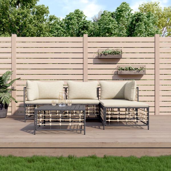 vidaXL Garden Lounge Set Anthracite, Beige