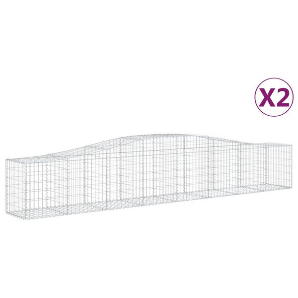 vidaXL Gabion Basket Set of 2 Silver Galvanized Iron Decorative Inlays