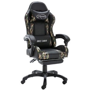 vidaXL Racing Chair Black and Camouflage Faux Leather