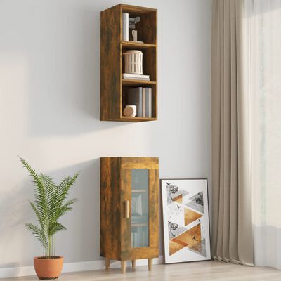 vidaXL Wall Cabinet Smoked Oak 13.6"x12.8"x35.4" Engineered Wood