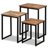 vidaXL Coffee Table Set of 3 Natural Wood, Black Reclaimed Teak, Steel