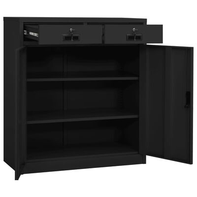 vidaXL Office Cabinet with Planter Box Anthracite 35.4"x15.7"x49.2" Steel