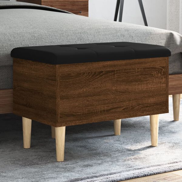vidaXL Storage Bench Brown Oak, Black Cushion