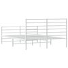 vidaXL Bed Frame White Powder-Coated Steel 47.2x74.8 in Small Double