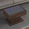 vidaXL Coffee Table Brown Oak Engineered Wood, Glass 27.6 x 19.7 x 17.7 in