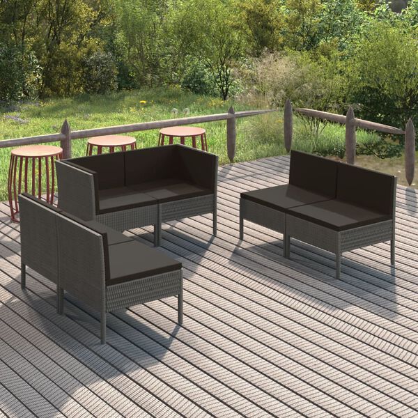 vidaXL Garden Lounge Set Grey PE rattan Large Modular