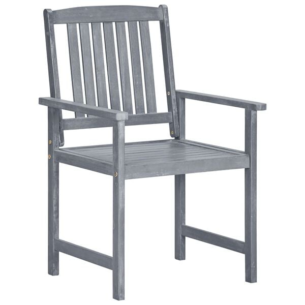 vidaXL Patio Chair Set of 8 Gray Solid Acacia wood Standard Durable