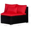 vidaXL 9 Piece Patio Lounge Set with Cushions Poly Rattan Red