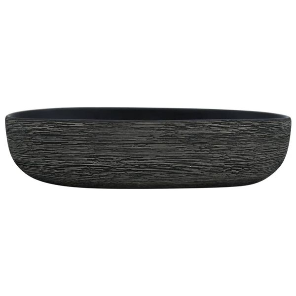 vidaXL Countertop Basin Grey and Black Oval 23.2x15.7x5.5" Ceramic