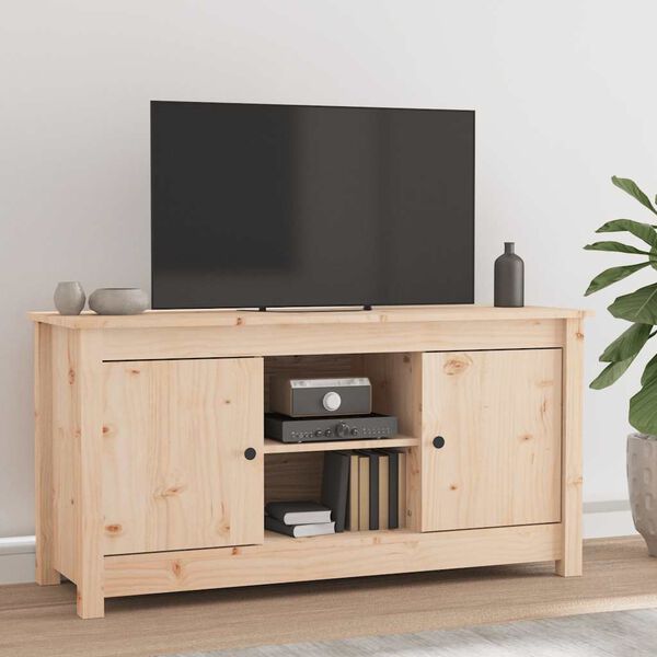 vidaXL TV Cabinet Pine Solid Pine Wood Medium TV Cabinet Rectangular