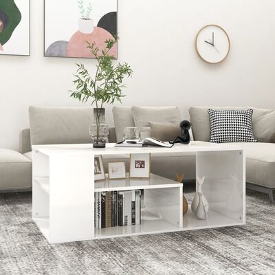 vidaXL Coffee Table High Gloss White 39.4"x19.7"x15.7" Engineered Wood