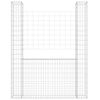 vidaXL U-shape Gabion Basket with 2 Posts Iron 55.1"x7.9"x78.7"