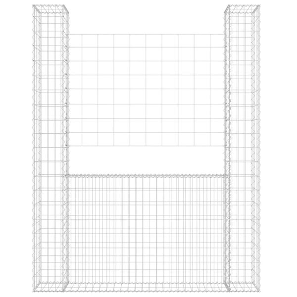 vidaXL U-shape Gabion Basket with 2 Posts Iron 55.1"x7.9"x78.7"