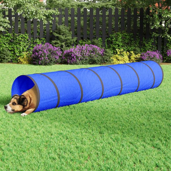 vidaXL Dog Tunnel Blue Polyester, Metal Large Collapsible