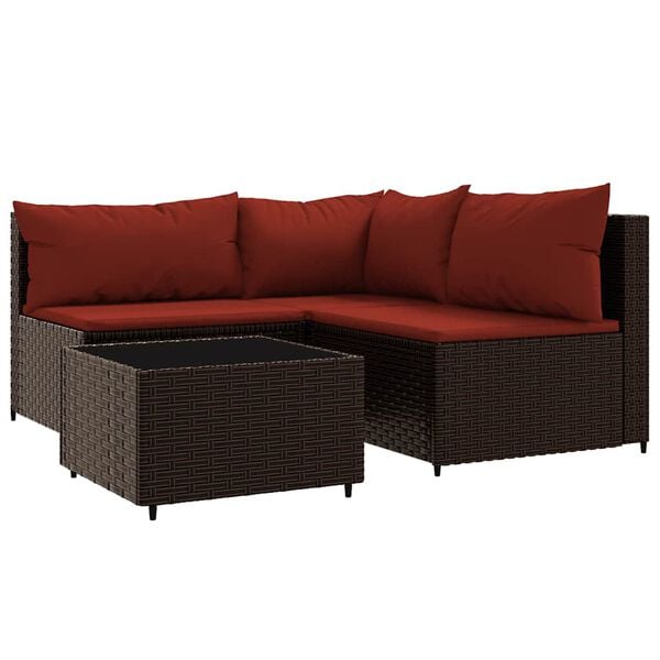 vidaXL Patio Lounge Set Brown and Cinnamon Red