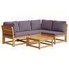 vidaXL 5 Piece Patio Lounge Set with Cushions Solid Wood Acacia