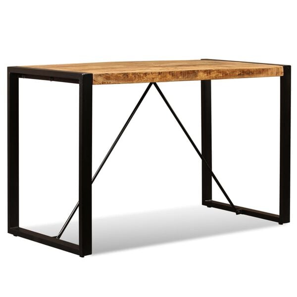vidaXL Dining Table Brown and Black Solid rough mango wood 47.2 in