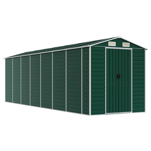 vidaXL Garden Shed Green Galvanized steel Large Garden Shed