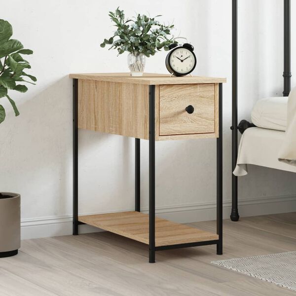 vidaXL Bedside Cabinet Sonoma Oak Engineered wood Compact