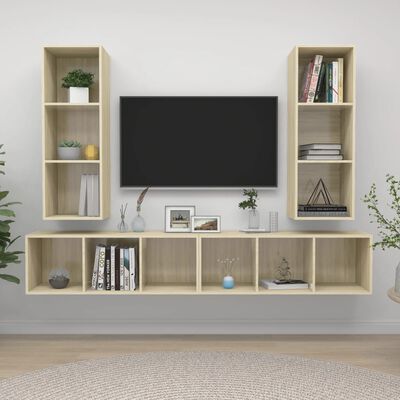 vidaXL Wall-mounted TV Cabinets 4 pcs Sonoma Oak Chipboard