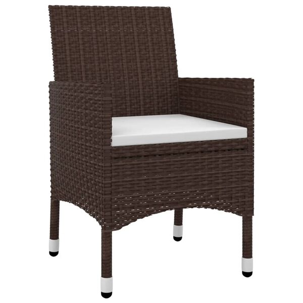 vidaXL Garden Dining Set Brown PE rattan 31.5 x 31.5 x 29.1 in