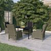 vidaXL Garden Dining Set Chair: Brown, Cushions: Black, Table: Black