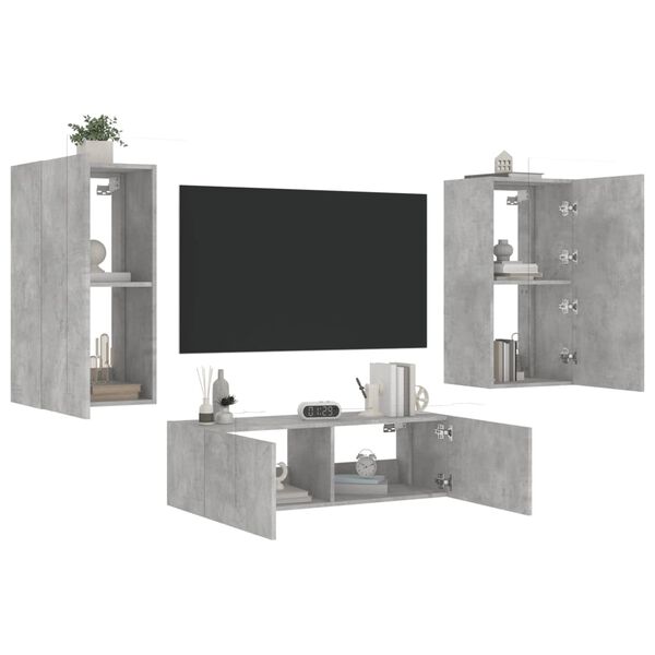 vidaXL TV Wall Cabinet Concrete Grey Engineered wood Medium