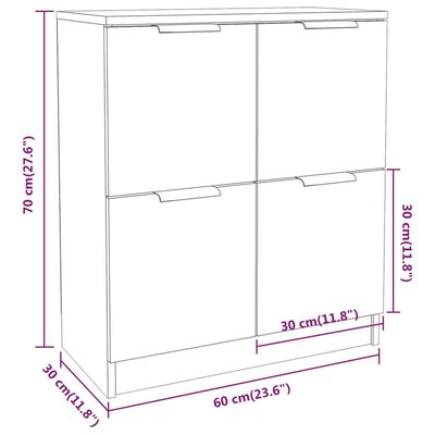 vidaXL Sideboards 2 pcs White 23.6"x11.8"x27.6" Engineered Wood