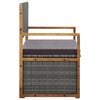 vidaXL Storage Bench 45.3" Poly Rattan and Solid Acacia Wood Gray