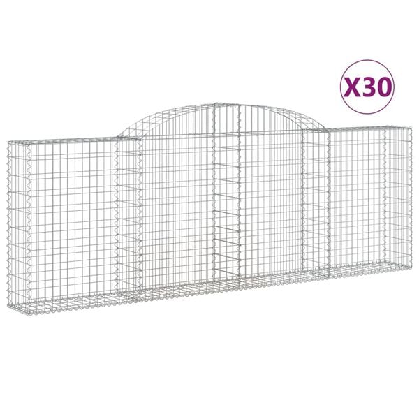 vidaXL Gabion Basket Set of 30 Silver Galvanized iron Large