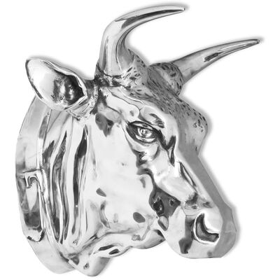 vidaXL Cow Head Decoration Wall-Mounted Aluminum Silver