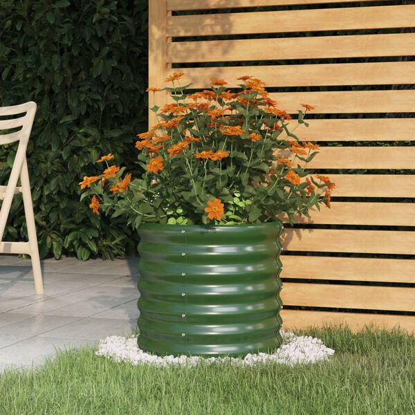 vidaXL Garden Planter Green Powder-coated steel Medium Durable