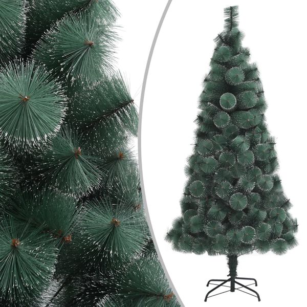 vidaXL Artificial Christmas Tree Green with white tips PET, steel