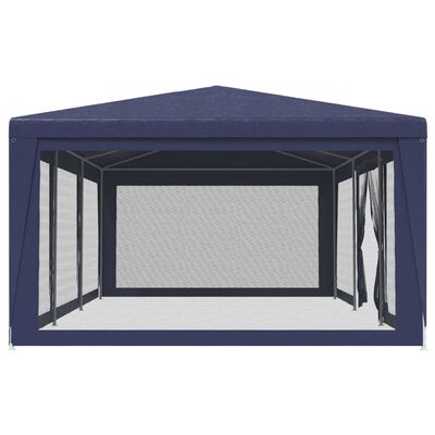 vidaXL Party Tent with 8 Mesh Sidewalls Blue 29.5'x13.1' HDPE