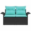 vidaXL Garden Sofa with Cushion Black 141 x 62 x 69 cm poly rattan