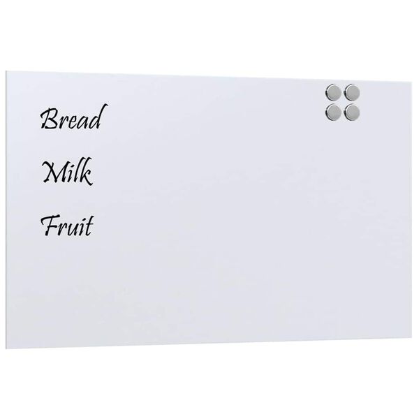 vidaXL Wall-mounted Magnetic Board White 39.4"x23.6" Tempered Glass