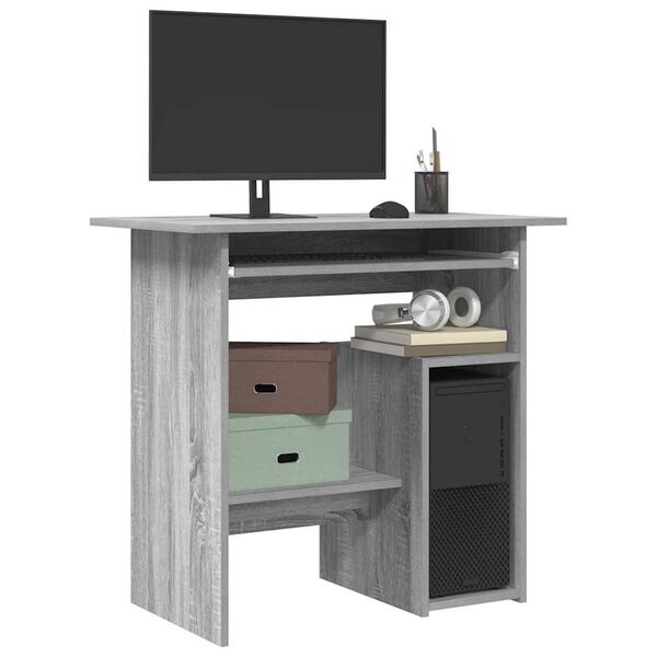 vidaXL Desk Grey Sonoma Engineered Wood Compact Computer Desk