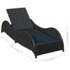 vidaXL Sun Lounger with Cushion Poly Rattan Black